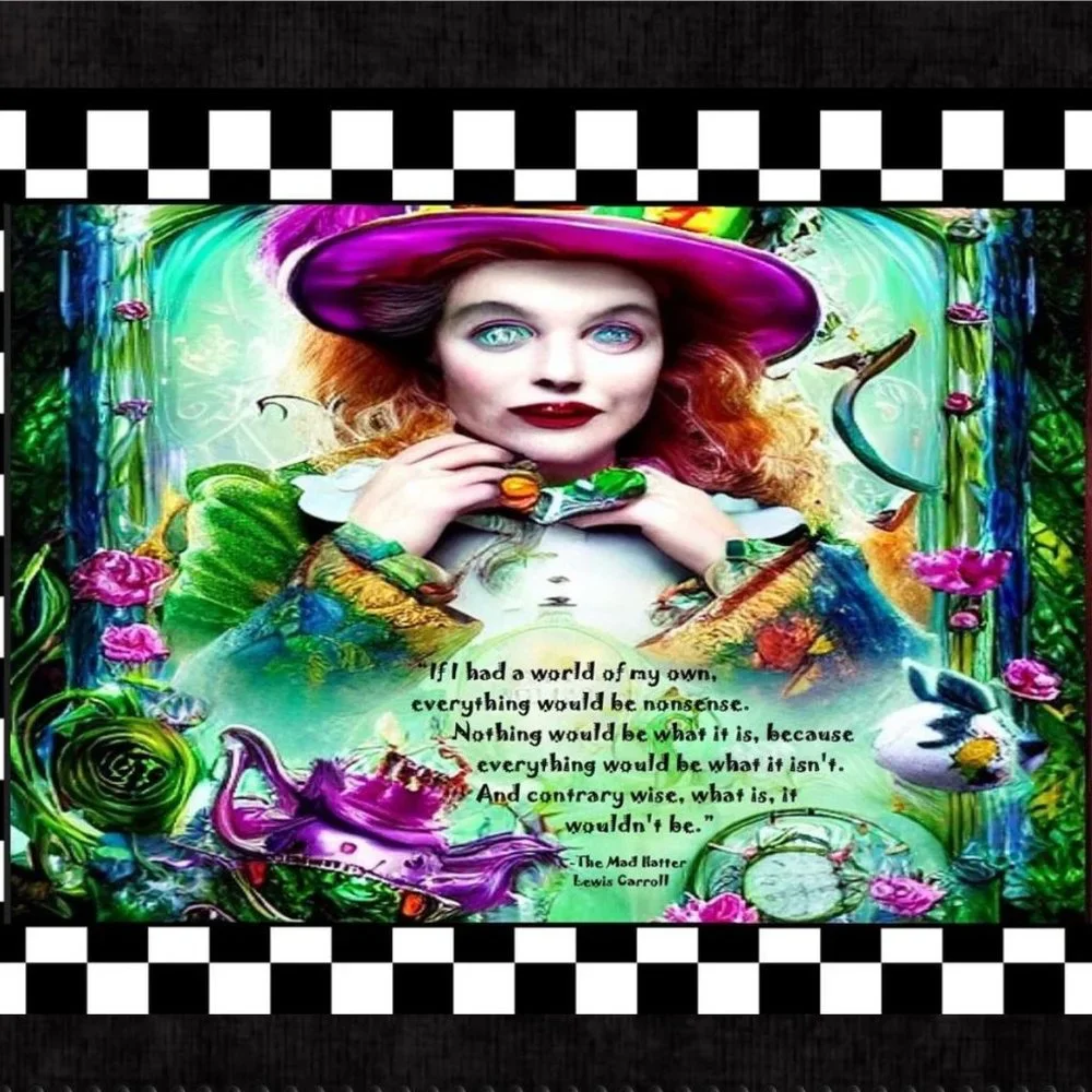 Alice in Wonderland Decor 2027 Calendar Whimsical Checked Decor Fantasy Decor